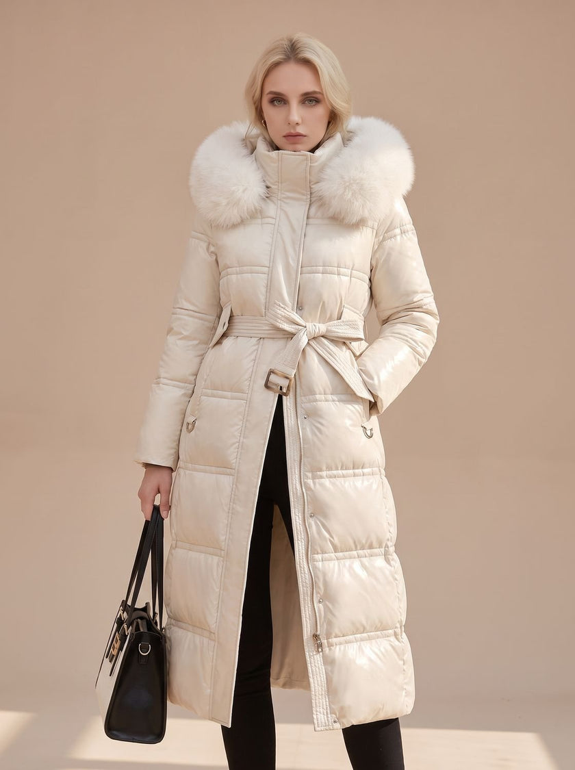 Mia | Women's Longline Fur-Hood Hooded Winter Puffer Parka
