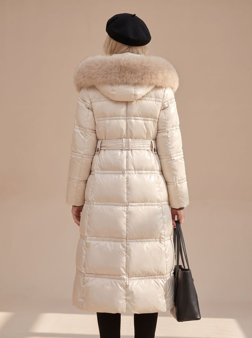 Mia | Women's Longline Fur-Hood Hooded Winter Puffer Parka