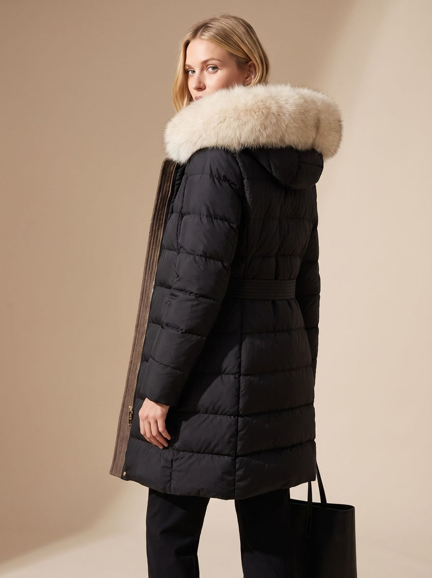 Mia | Women's Longline Fur-Hood Hooded Winter Puffer Parka