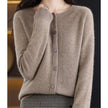 Mia | Women's Merino Wool Button-Front Knit Cardigan Sweater with Round-Neck for Autumn