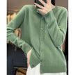 Mia | Women's Merino Wool Button-Front Knit Cardigan Sweater with Round-Neck for Autumn