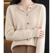 Mia | Women's Merino Wool Button-Front Knit Cardigan Sweater with Round-Neck for Autumn