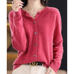 Mia | Women's Merino Wool Button-Front Knit Cardigan Sweater with Round-Neck for Autumn