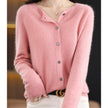 Mia | Women's Merino Wool Button-Front Knit Cardigan Sweater with Round-Neck for Autumn