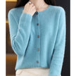 Mia | Women's Merino Wool Button-Front Knit Cardigan Sweater with Round-Neck for Autumn