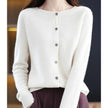 Mia | Women's Merino Wool Button-Front Knit Cardigan Sweater with Round-Neck for Autumn