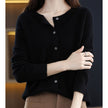 Mia | Women's Merino Wool Button-Front Knit Cardigan Sweater with Round-Neck for Autumn