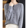 Mia | Women's Merino Wool Button-Front Knit Cardigan Sweater with Round-Neck for Autumn