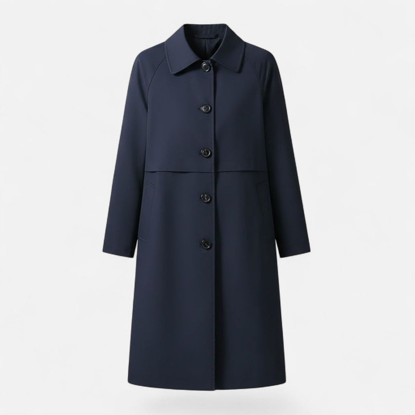 Trench Coat Women Wool Blend Mid-Length Double-Breasted A-Line