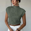 Mia | Women's Mock Neck Cap-Sleeve Knit Sweater Vest with Turtleneck for Casual