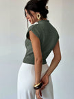 Mia | Women's Mock Neck Cap-Sleeve Knit Sweater Vest with Turtleneck for Casual