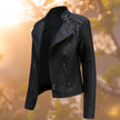 Wivi | Women's Zip-Up Faux-Leather Moto Jacket