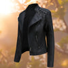 Wivi | Women's Zip-Up Faux-Leather Moto Jacket