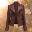 Wivi | Women's Zip-Up Faux-Leather Moto Jacket