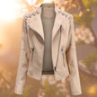 Wivi | Women's Zip-Up Faux-Leather Moto Jacket