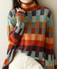 Grace | Women's Multicolour Plaid Turtleneck Knit Sweater with Checked for Casual
