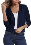 Emma | Women's Open-Front 3/4 Sleeve Cropped Cardigan with Elegant for Layering