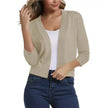Emma | Women's Open-Front 3/4 Sleeve Cropped Cardigan with Elegant for Layering