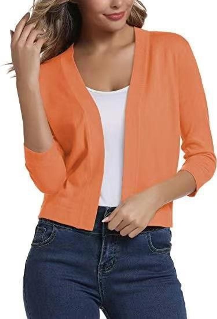 Emma | Women's Open-Front 3/4 Sleeve Cropped Cardigan with Elegant for Layering