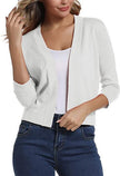 Emma | Women's Open-Front 3/4 Sleeve Cropped Cardigan with Elegant for Layering
