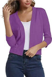 Emma | Women's Open-Front 3/4 Sleeve Cropped Cardigan with Elegant for Layering