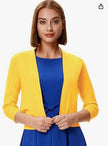 Emma | Women's Open-Front 3/4 Sleeve Cropped Cardigan with Elegant for Layering