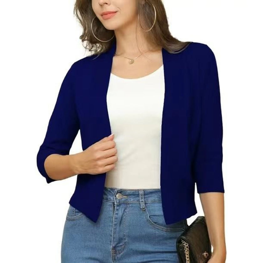 Emma | Women's Open-Front 3/4 Sleeve Cropped Cardigan with Elegant for Layering