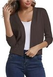 Emma | Women's Open-Front 3/4 Sleeve Cropped Cardigan with Elegant for Layering