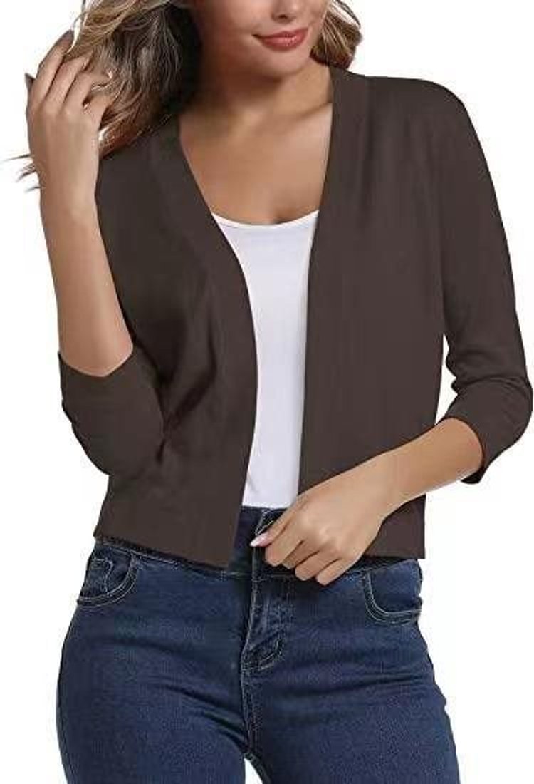 Emma | Women's Open-Front 3/4 Sleeve Cropped Cardigan with Elegant for Layering