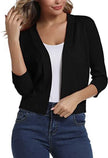 Emma | Women's Open-Front 3/4 Sleeve Cropped Cardigan with Elegant for Layering