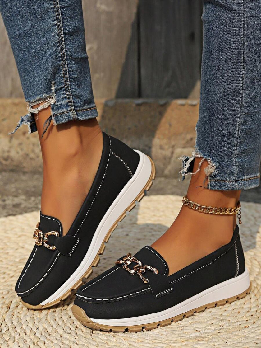 Luna | Women's Orthopedic Slip-On Gold-Bit Loafers Non-Slip Flat