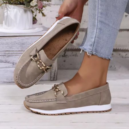 Luna | Women's Orthopedic Slip-On Gold-Bit Loafers Non-Slip Flat