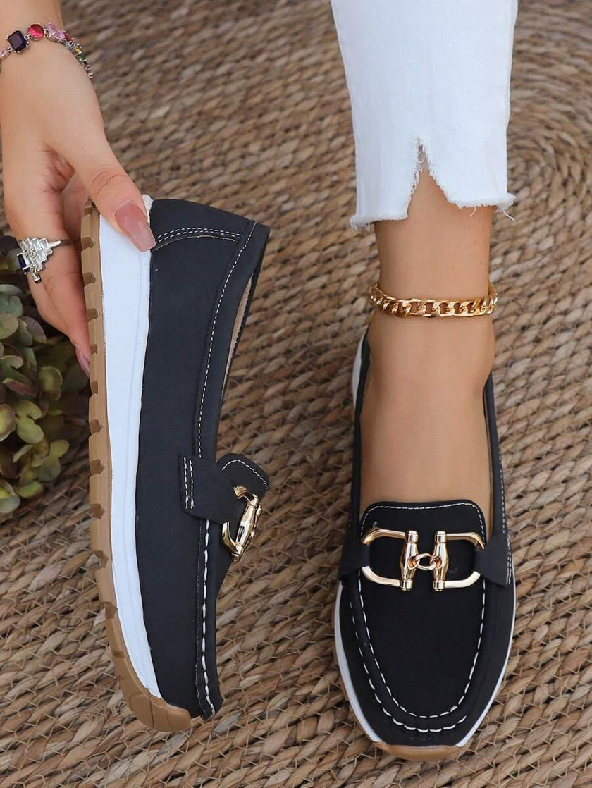 Luna | Women's Orthopedic Slip-On Gold-Bit Loafers Non-Slip Flat
