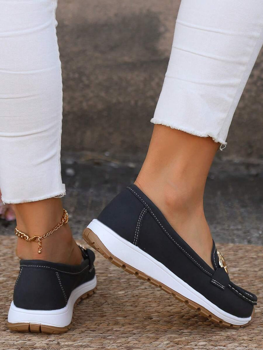 Luna | Women's Orthopedic Slip-On Gold-Bit Loafers Non-Slip Flat