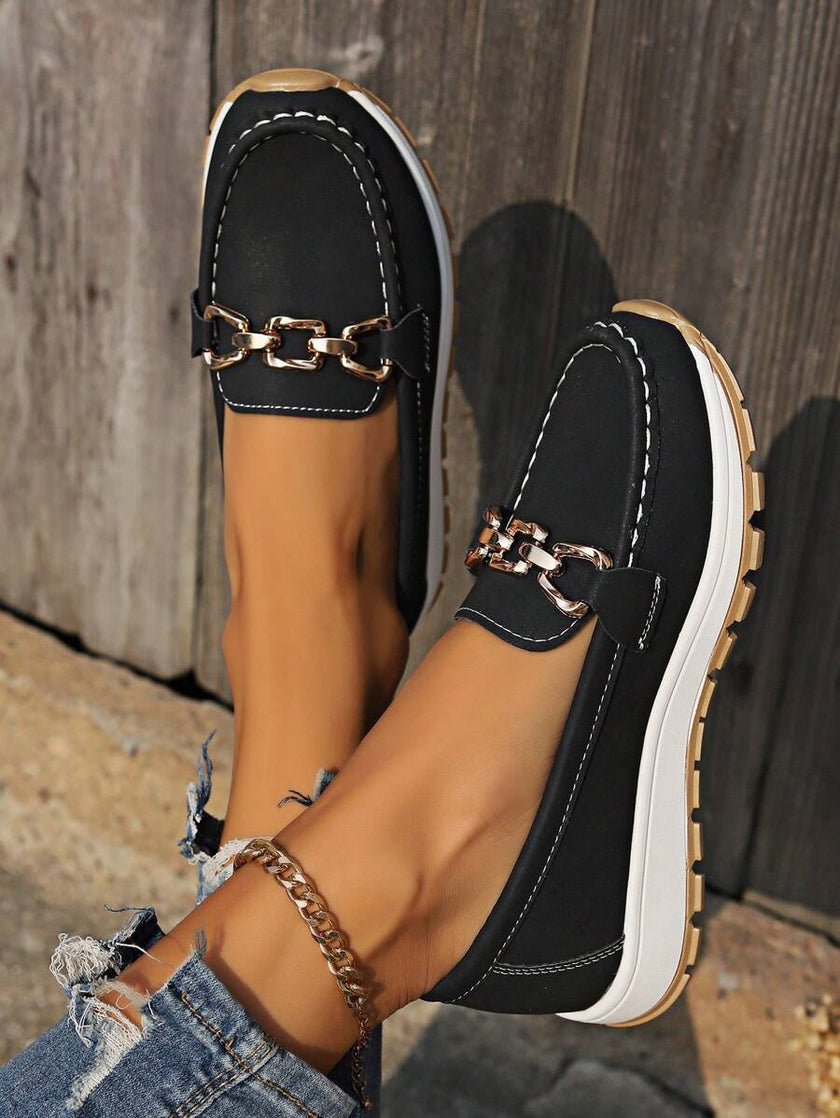 Luna | Women's Orthopedic Slip-On Gold-Bit Loafers Non-Slip Flat