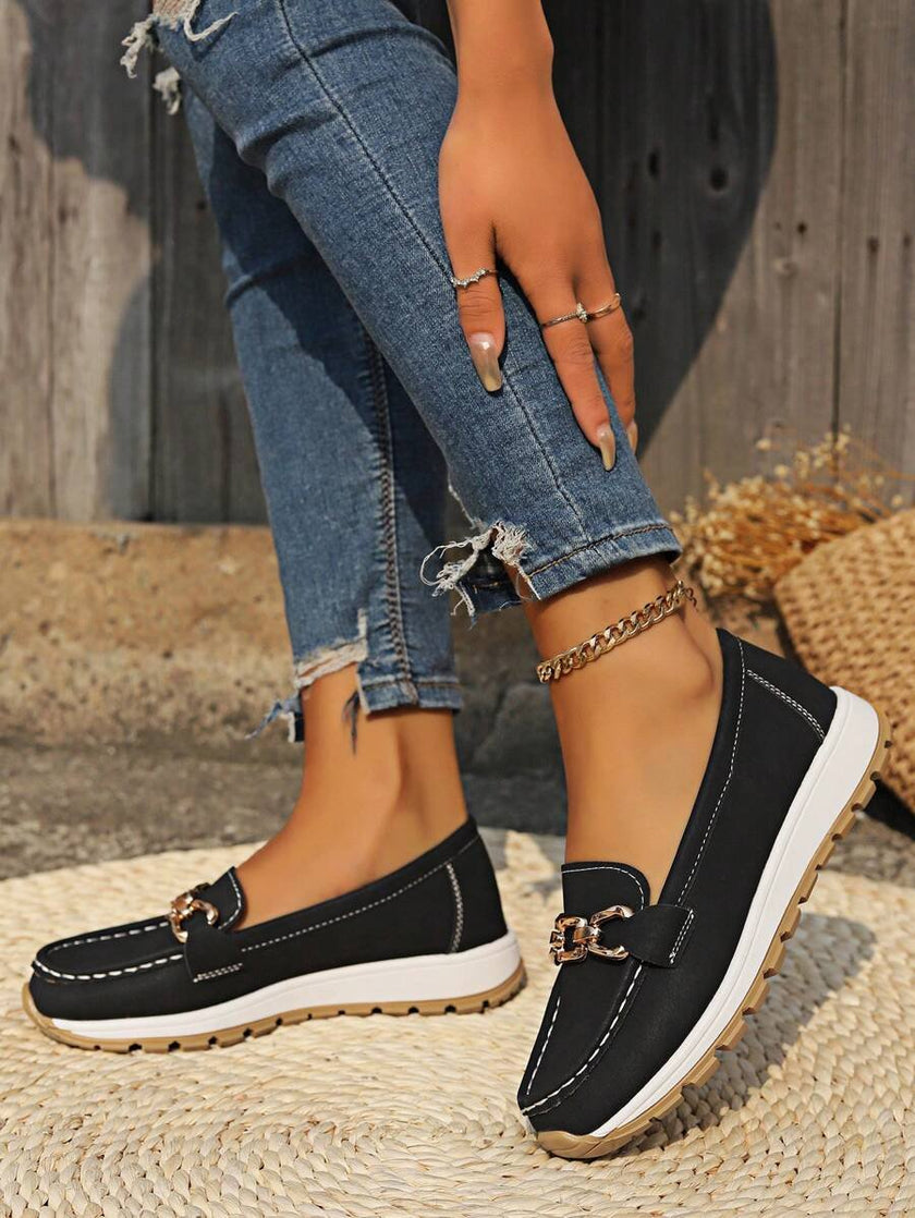 Luna | Women's Orthopedic Slip-On Gold-Bit Loafers Non-Slip Flat