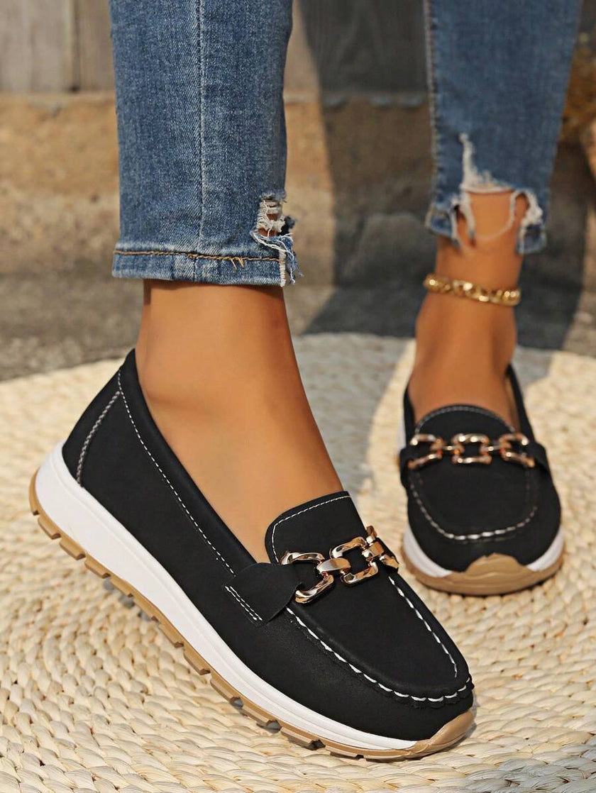 Luna | Women's Orthopedic Slip-On Gold-Bit Loafers Non-Slip Flat