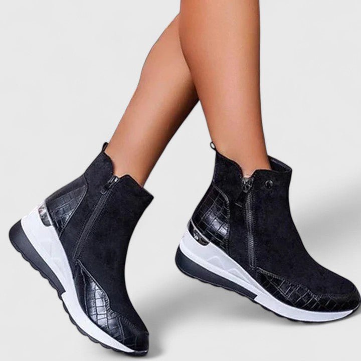 Penelope | Women's Orthopedic Wedge Ankle Boots Arch-Support Side-Zip Sneaker Booties
