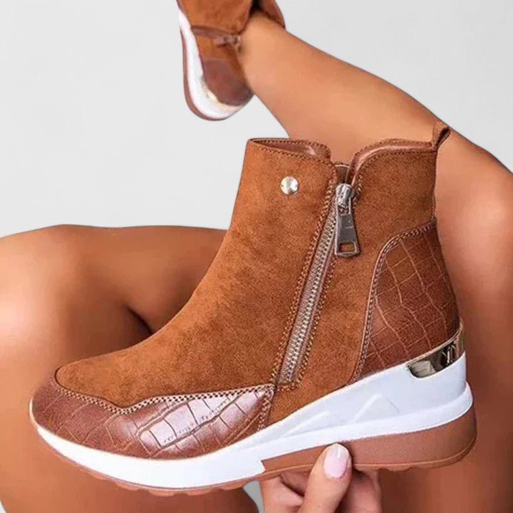 Penelope | Women's Orthopedic Wedge Ankle Boots Arch-Support Side-Zip Sneaker Booties