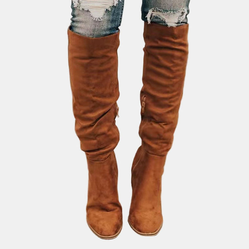 Scarlett | Women's Over-the-Knee Block-Heel Slouchy Ankle Boots