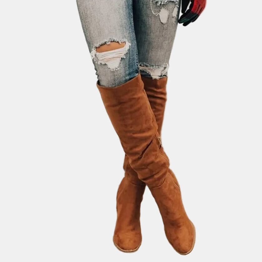 Scarlett | Women's Over-the-Knee Block-Heel Slouchy Ankle Boots