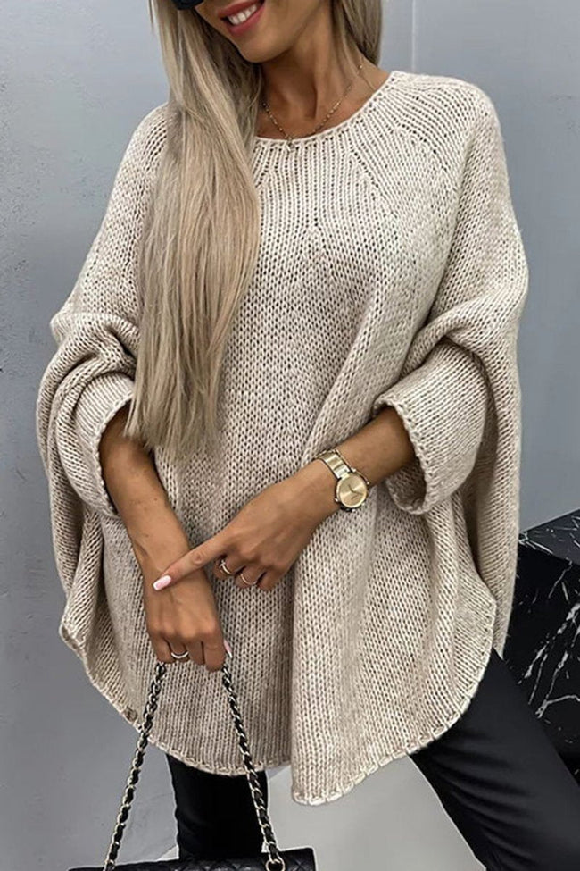 Charlotte | Women's Oversized Batwing Sleeve Knit Sweater Pullover with Crew-Neck for Everyday