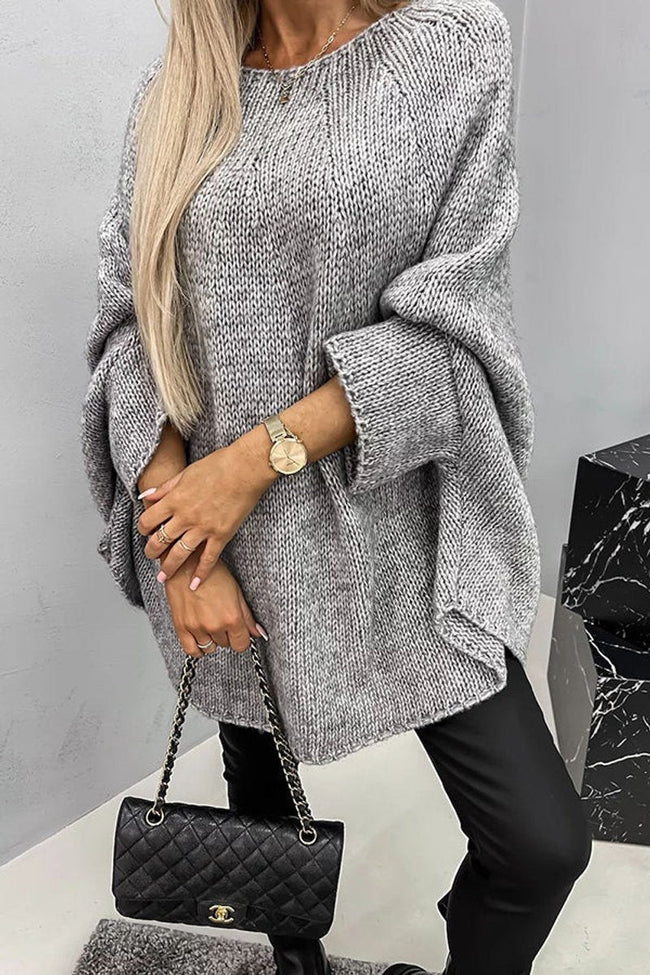 Charlotte | Women's Oversized Batwing Sleeve Knit Sweater Pullover with Crew-Neck for Everyday