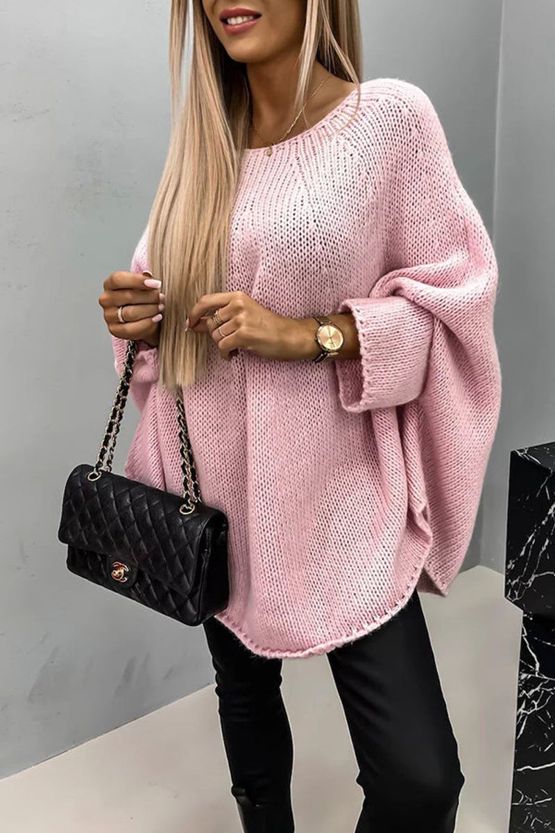 Charlotte | Women's Oversized Batwing Sleeve Knit Sweater Pullover with Crew-Neck for Everyday