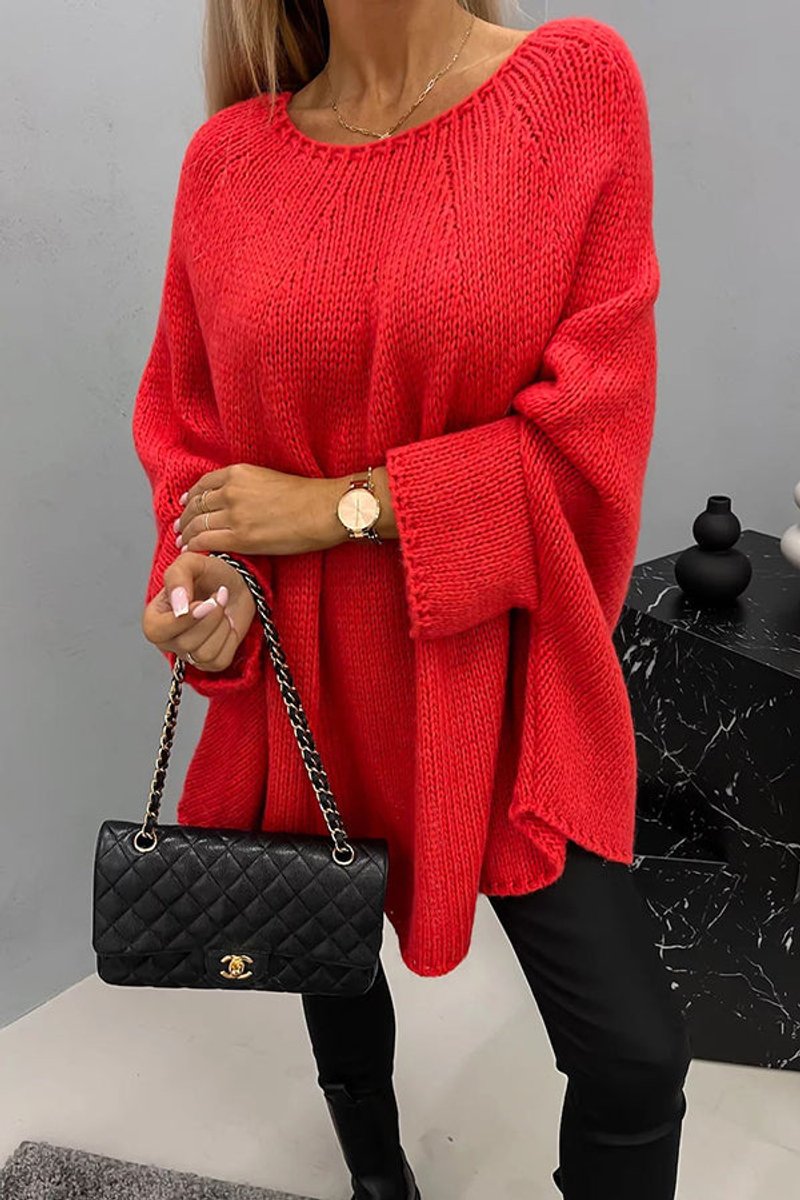 Charlotte | Women's Oversized Batwing Sleeve Knit Sweater Pullover with Crew-Neck for Everyday