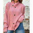 Madison | Women's Oversized Ribbed High-Neck Button-Front Cardigan Knit Sweater for Casual