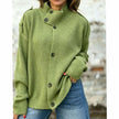 Madison | Women's Oversized Ribbed High-Neck Button-Front Cardigan Knit Sweater for Casual