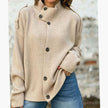 Madison | Women's Oversized Ribbed High-Neck Button-Front Cardigan Knit Sweater for Casual