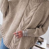 Mia | Women's Oversized Cable Knit High-Neck Pullover Sweater with Turtleneck for Everyday