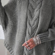 Mia | Women's Oversized Cable Knit High-Neck Pullover Sweater with Turtleneck for Everyday